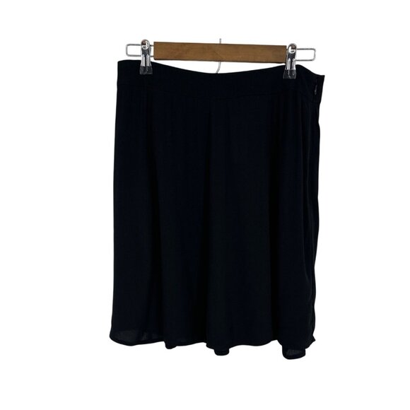 LOFT Womens Black Flowy A-Line Skirt Rayon Blend Side Zipper Closure Size 4 - Picture 2 of 8